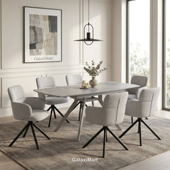 Cambridge Sintered Stone Extendable Dining Table Grey with Tunscay Grey Dining Chairs | GalaxiMart