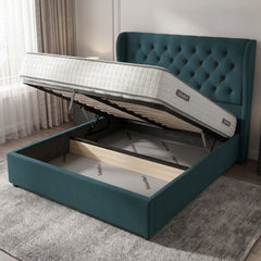 Camden Teal Ottoman Bed with Gas-Lift Storage