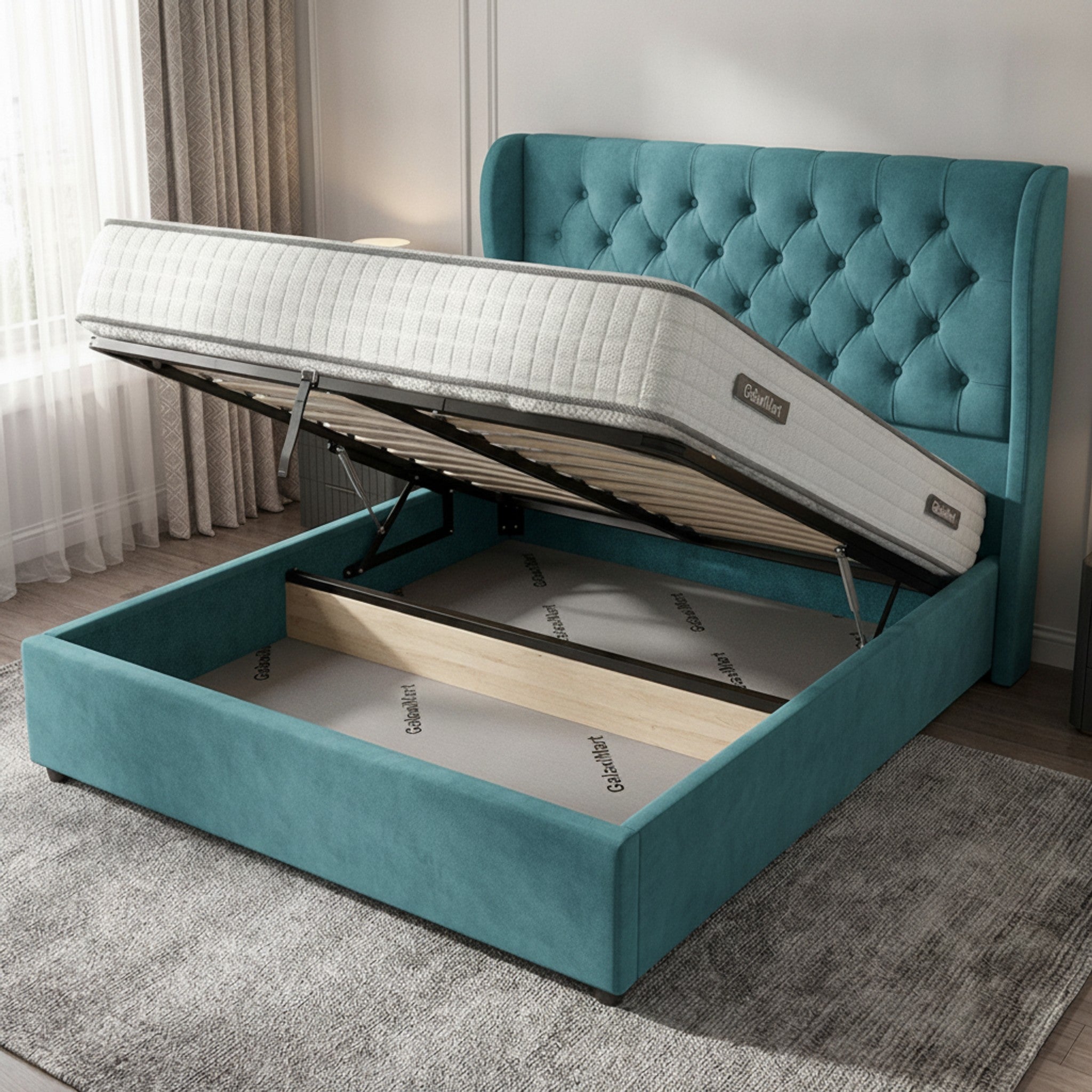 Camden Ottoman Bed - Luxurious Turquoise Ottoman Storage