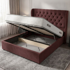 Camden Claret Ottoman Bed | Premium Gas-Lift Storage