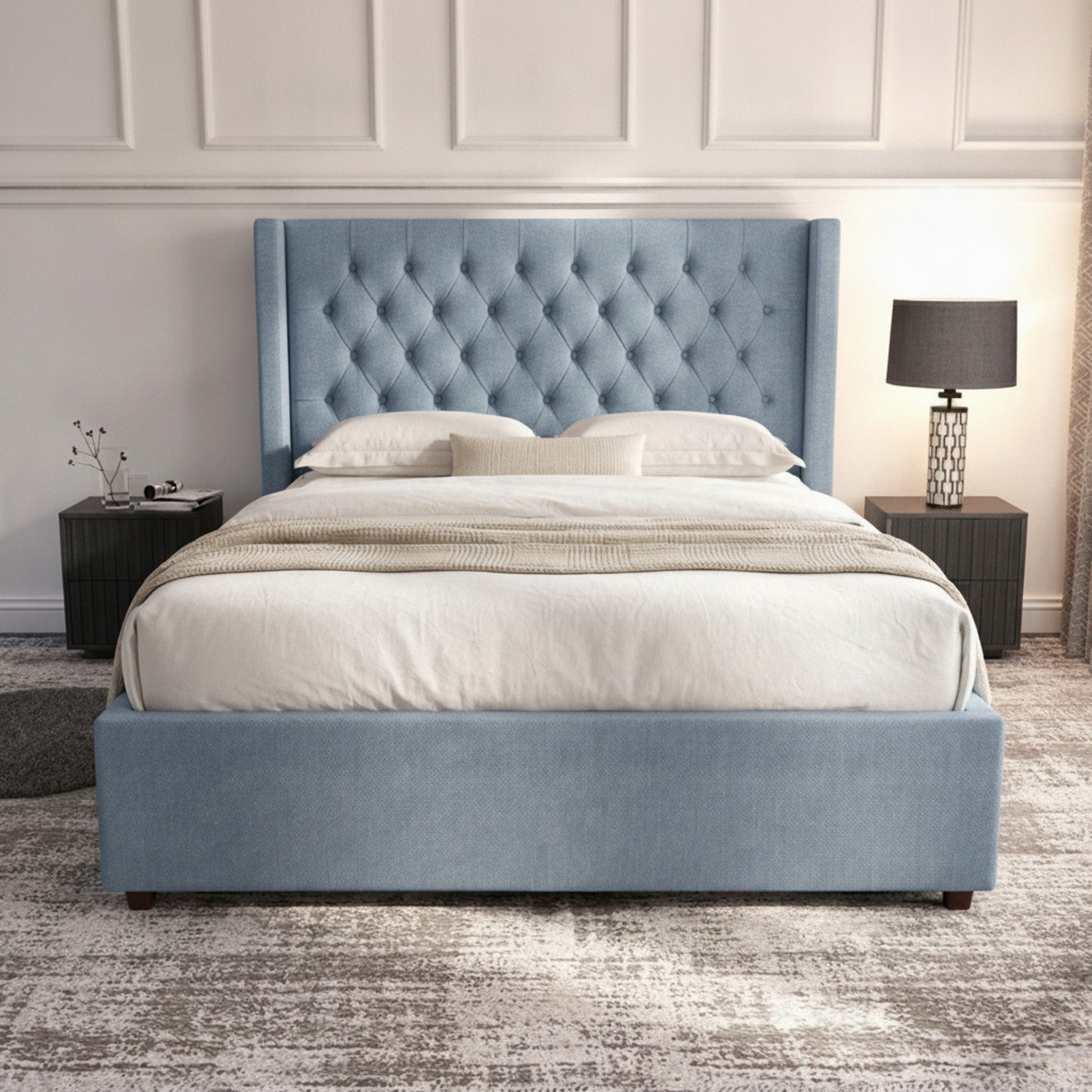 Camden Sky Ottoman Bed with Gas-Lift Storage | GalaxiMart