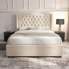 Cream Camden Ottoman Bed with Gas-Lift Storage