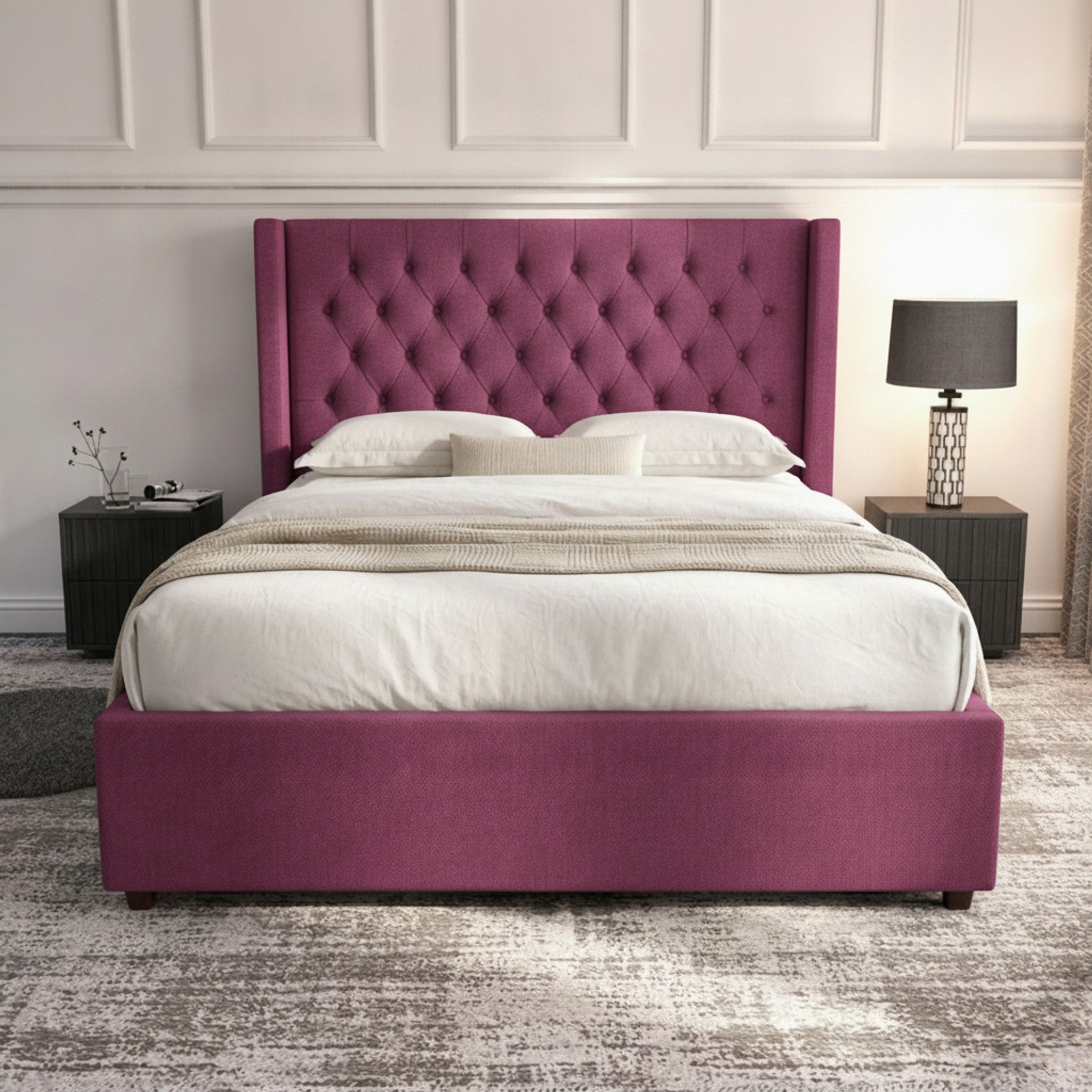 Camden Ottoman Bed - Cerise Gas-Lift Storage Bed
