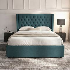 Camden Teal Ottoman Bed with Gas-Lift Storage