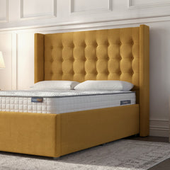 Camden Ottoman Bed - Mustard Fabric with Gas-Lift Storage