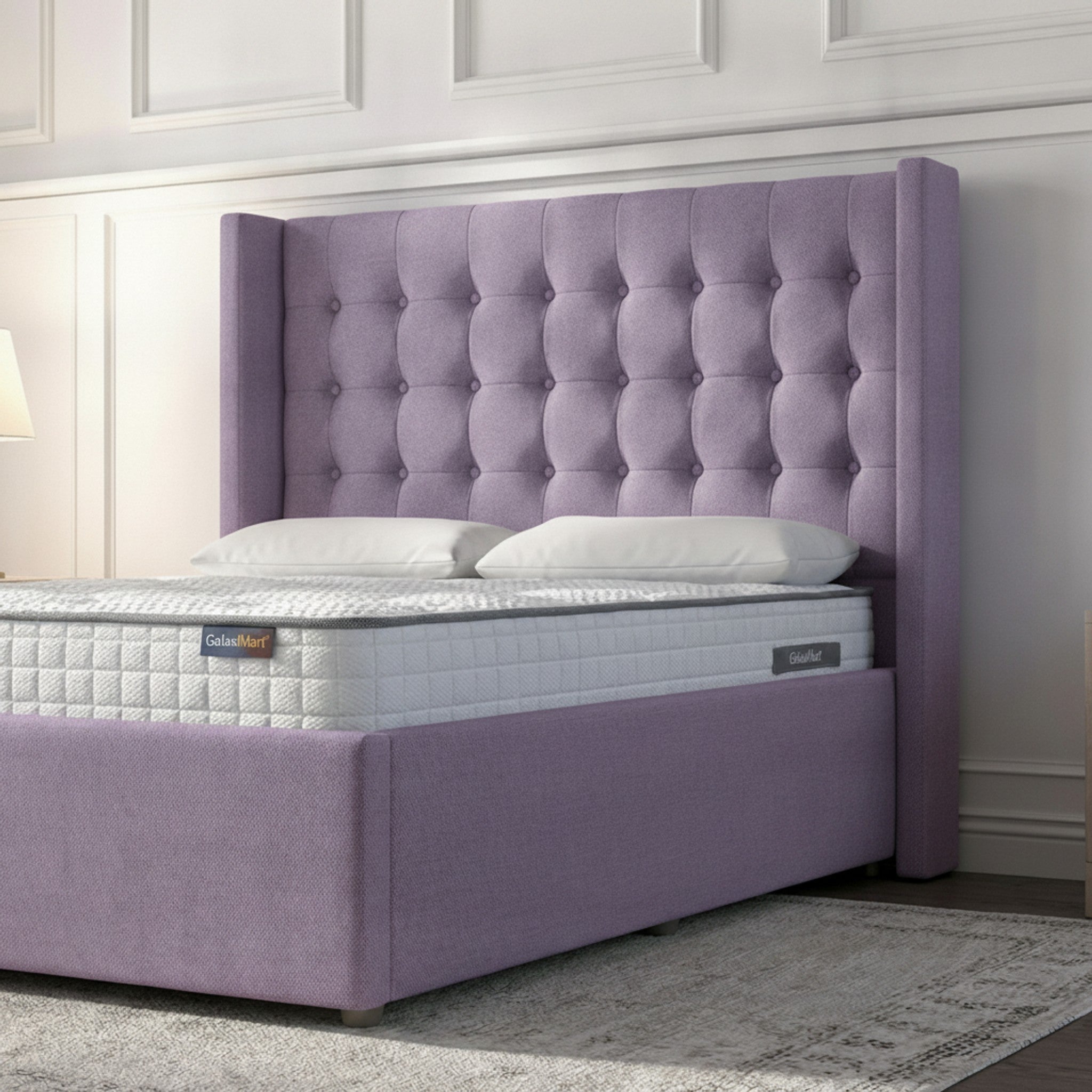 Camden Lilac Ottoman Bed with Gas-Lift Storage