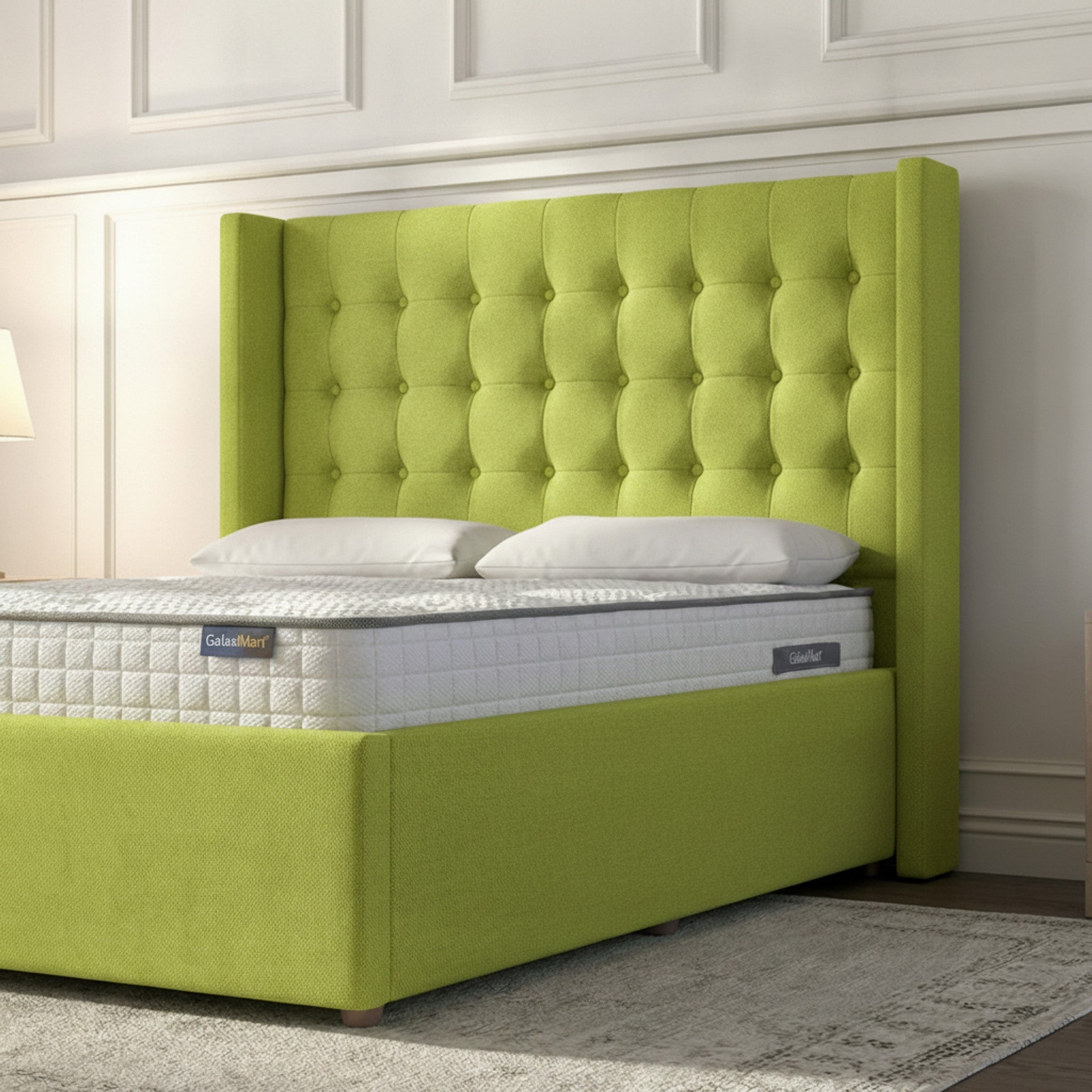 Camden Lime Ottoman Bed with Gas-Lift Storage