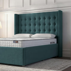 Camden Teal Ottoman Bed with Gas-Lift Storage