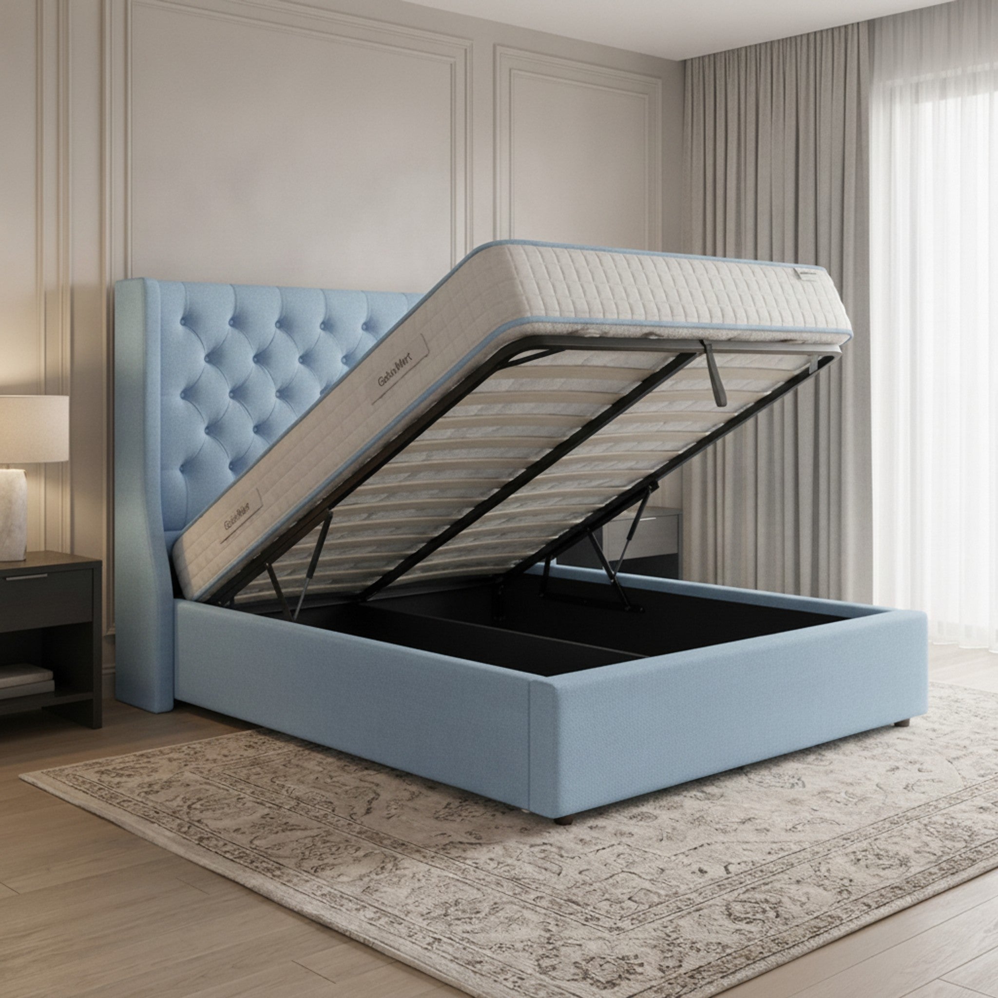Camden Sky Ottoman Bed with Gas-Lift Storage | GalaxiMart