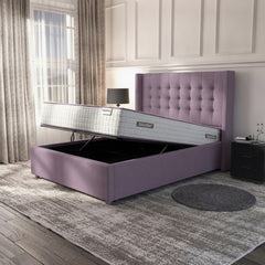 Camden Lilac Ottoman Bed with Gas-Lift Storage
