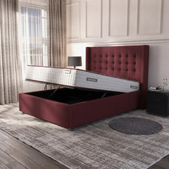 Camden Claret Ottoman Bed | Premium Gas-Lift Storage