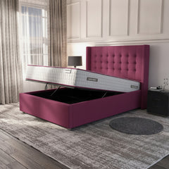 Camden Ottoman Bed - Cerise Gas-Lift Storage Bed