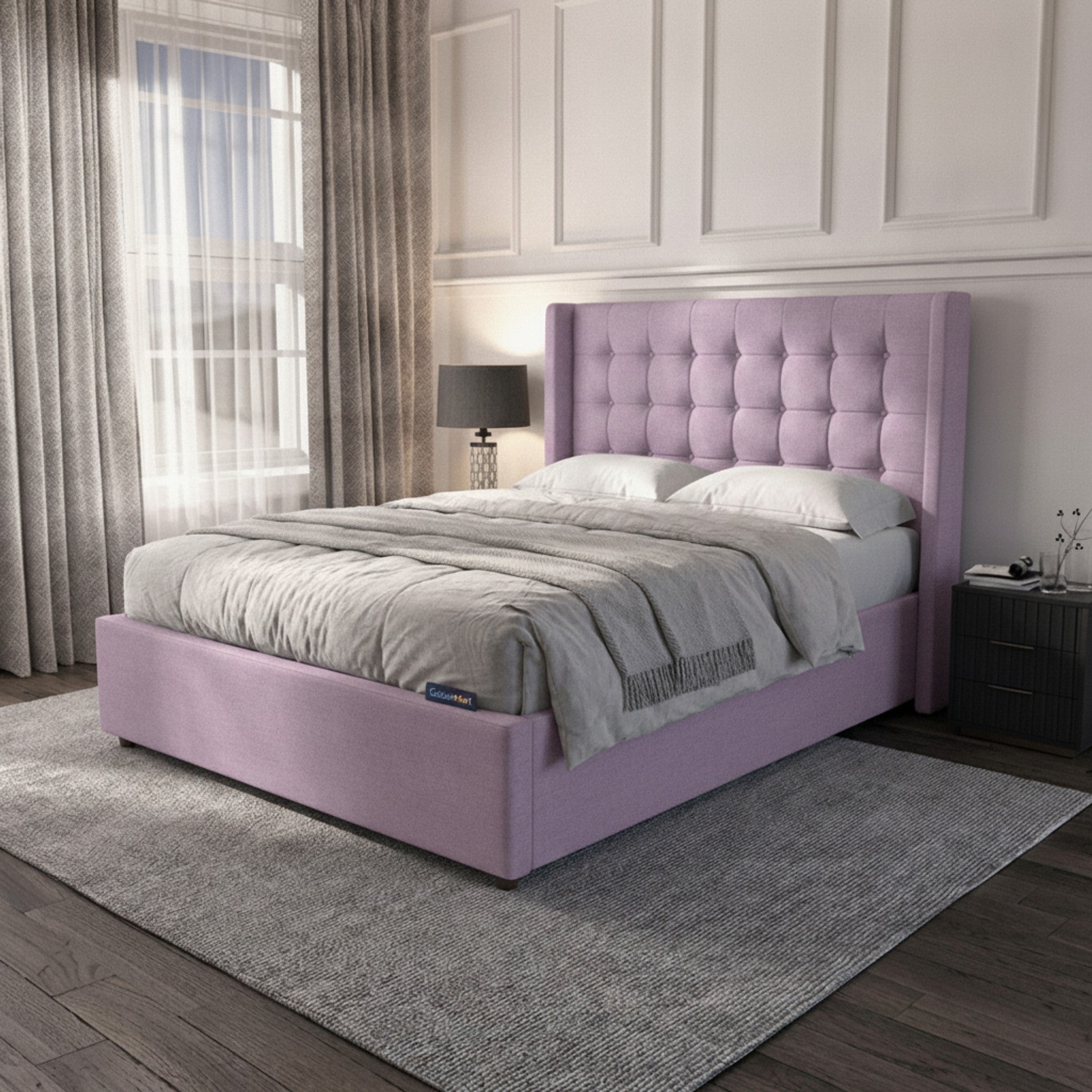 Camden Lilac Ottoman Bed with Gas-Lift Storage