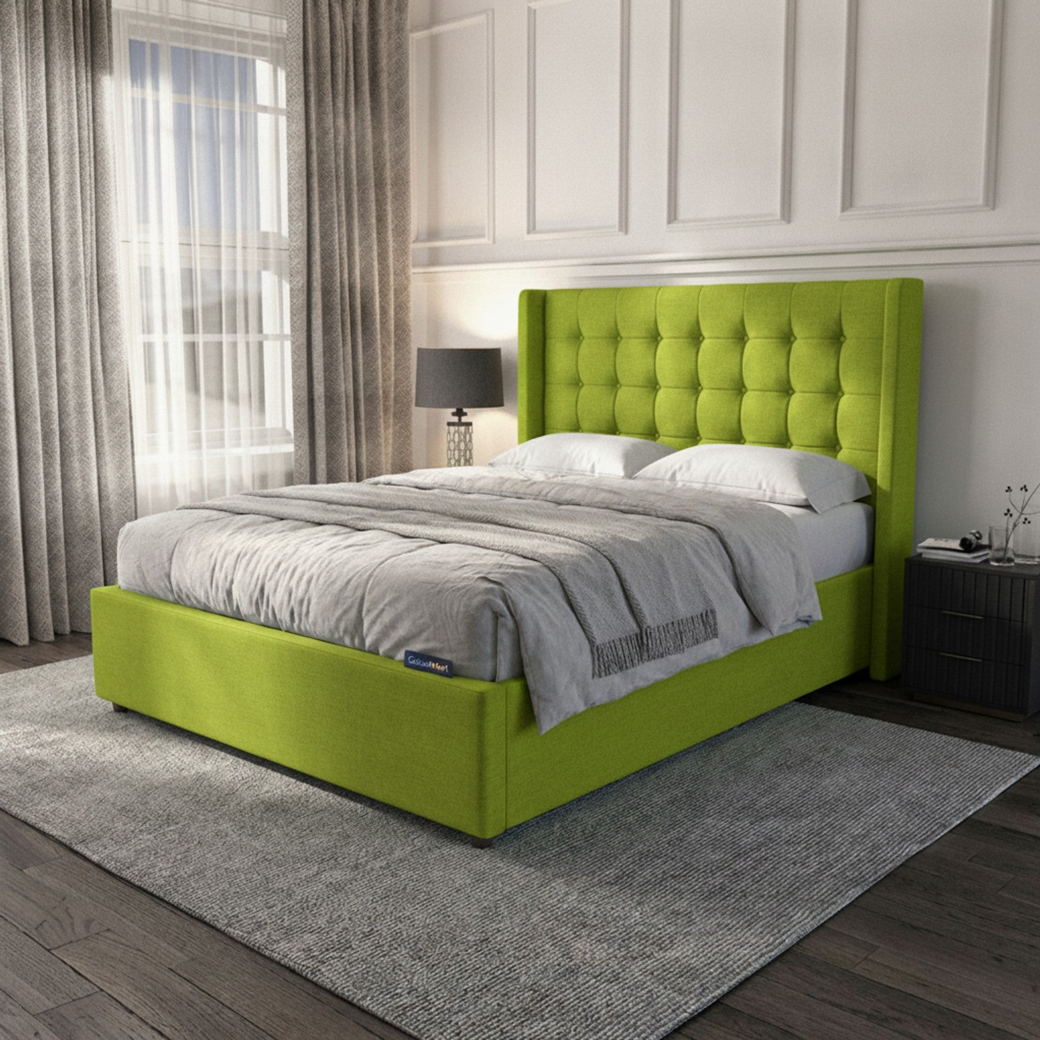 Camden Lime Ottoman Bed with Gas-Lift Storage