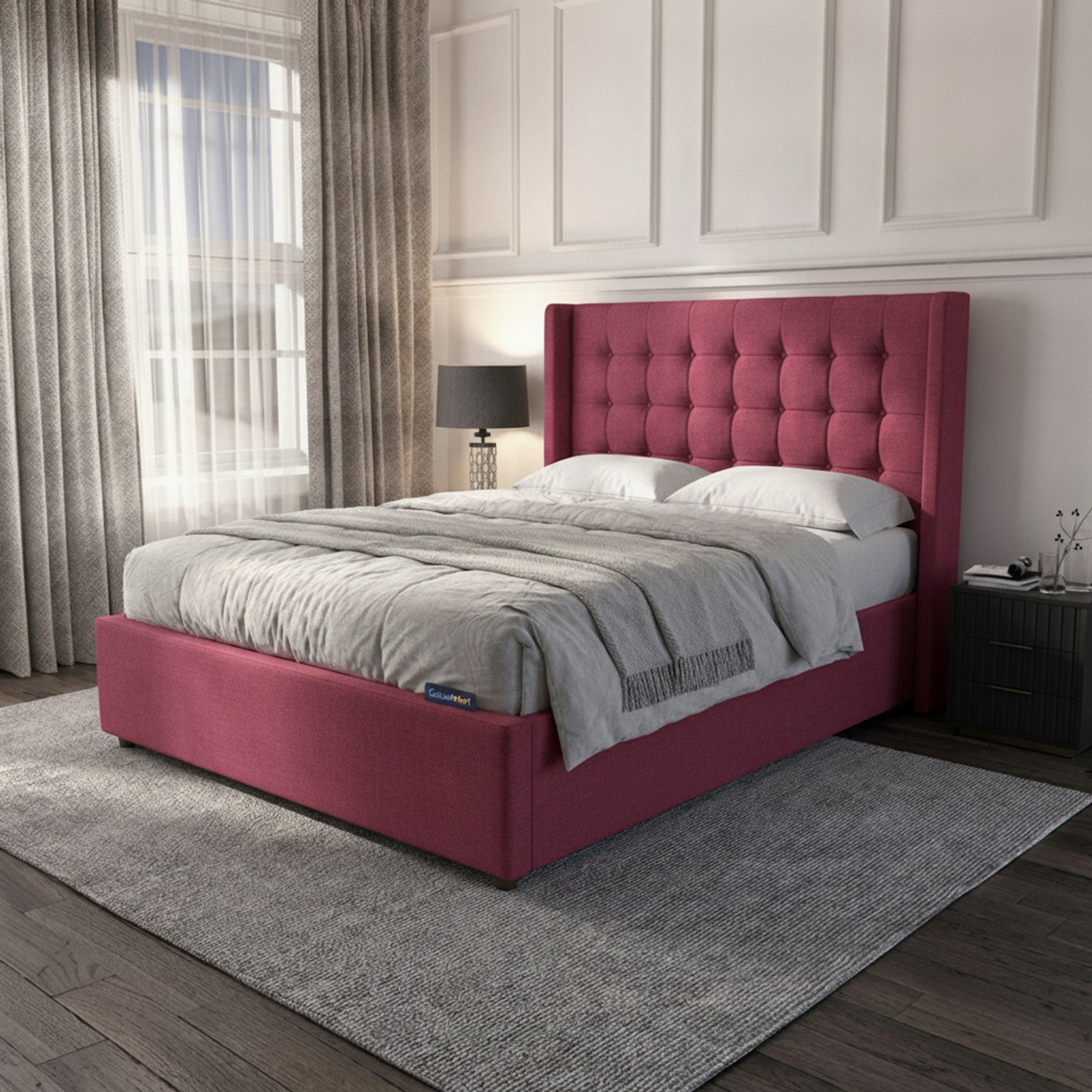 Camden Ottoman Bed - Cerise Gas-Lift Storage Bed
