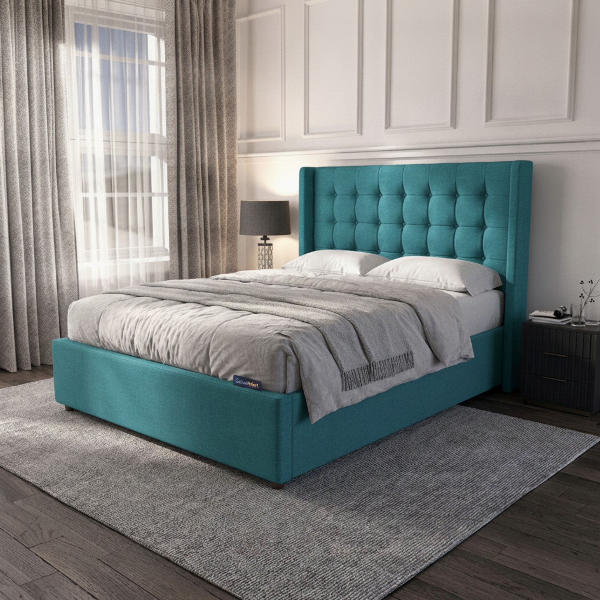Camden Ottoman Bed - Luxurious Turquoise Ottoman Storage