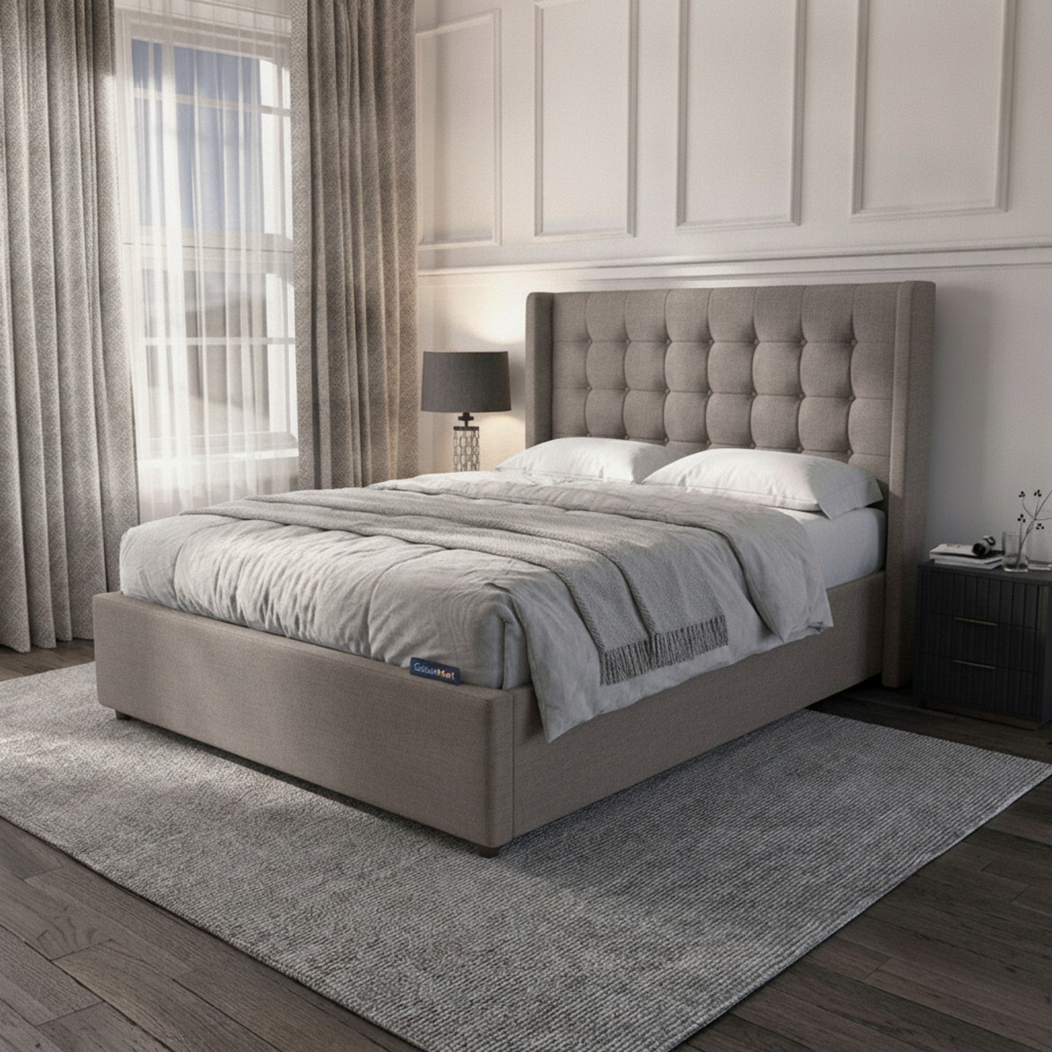 Camden Grey Ottoman Bed with Gas-Lift Storage