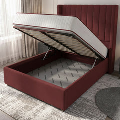 Carlton Red Ottoman Bed with Gas-Lift Storage