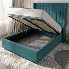 Carlton Turquoise Ottoman Bed with Gas-Lift Storage