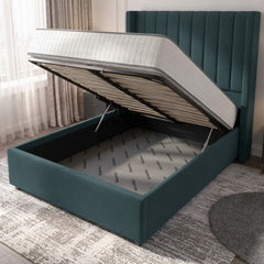 Carlton New Teal Ottoman Bed - Gas-Lift Storage