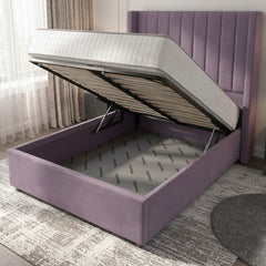 Carlton Ottoman Bed - Lilac Velvet with Gas-Lift Storage