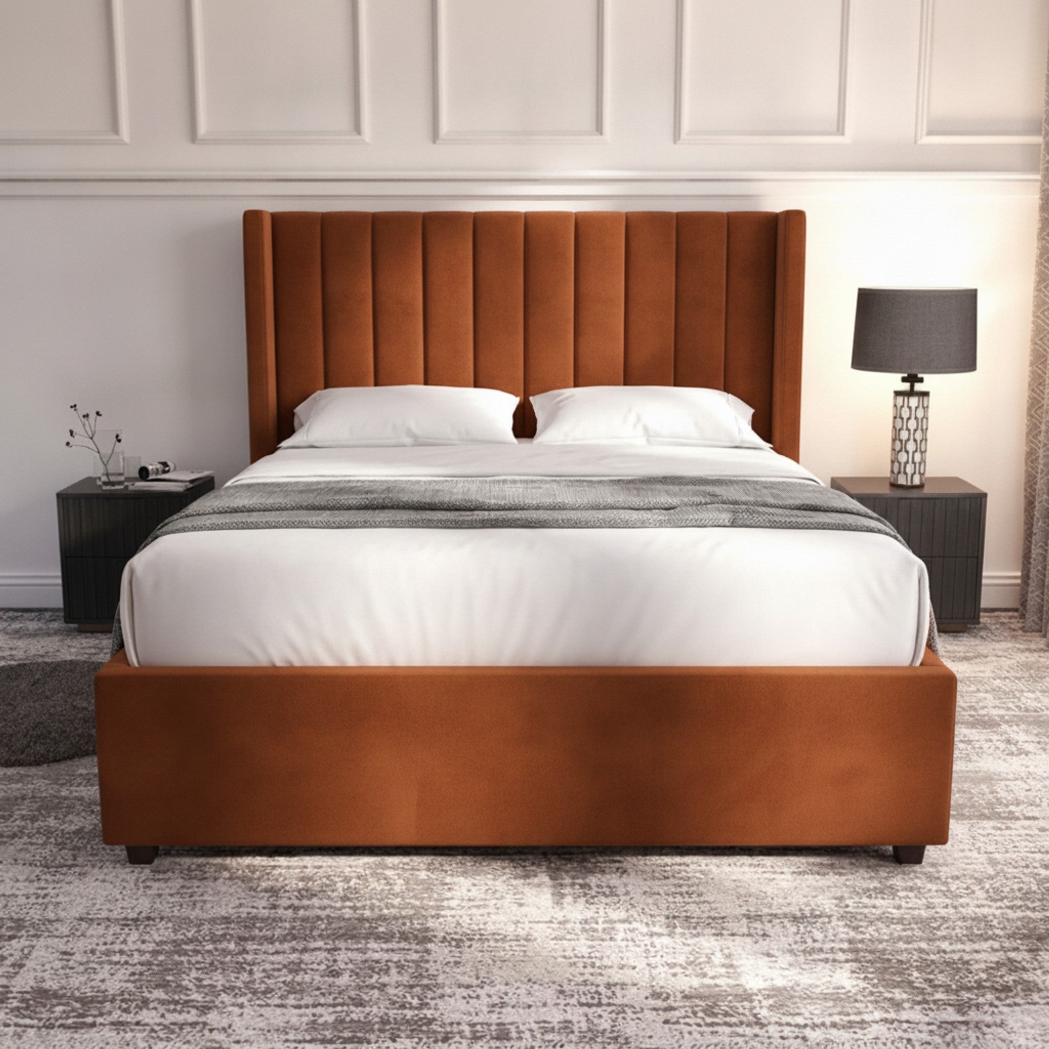 Burnt Orange Carlton Ottoman Bed | Premium UK Storage Bed
