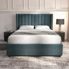 Carlton New Teal Ottoman Bed - Gas-Lift Storage