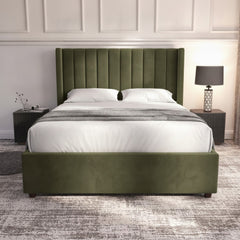 Carlton Olive Ottoman Bed with Gas-Lift Storage