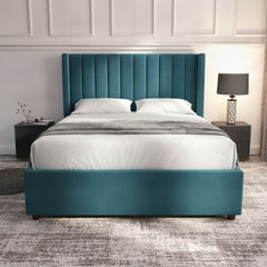 Carlton Turquoise Ottoman Bed with Gas-Lift Storage