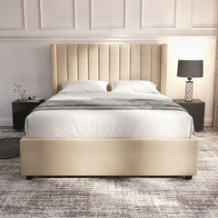 Cream Carlton Ottoman Bed with Gas-Lift Storage