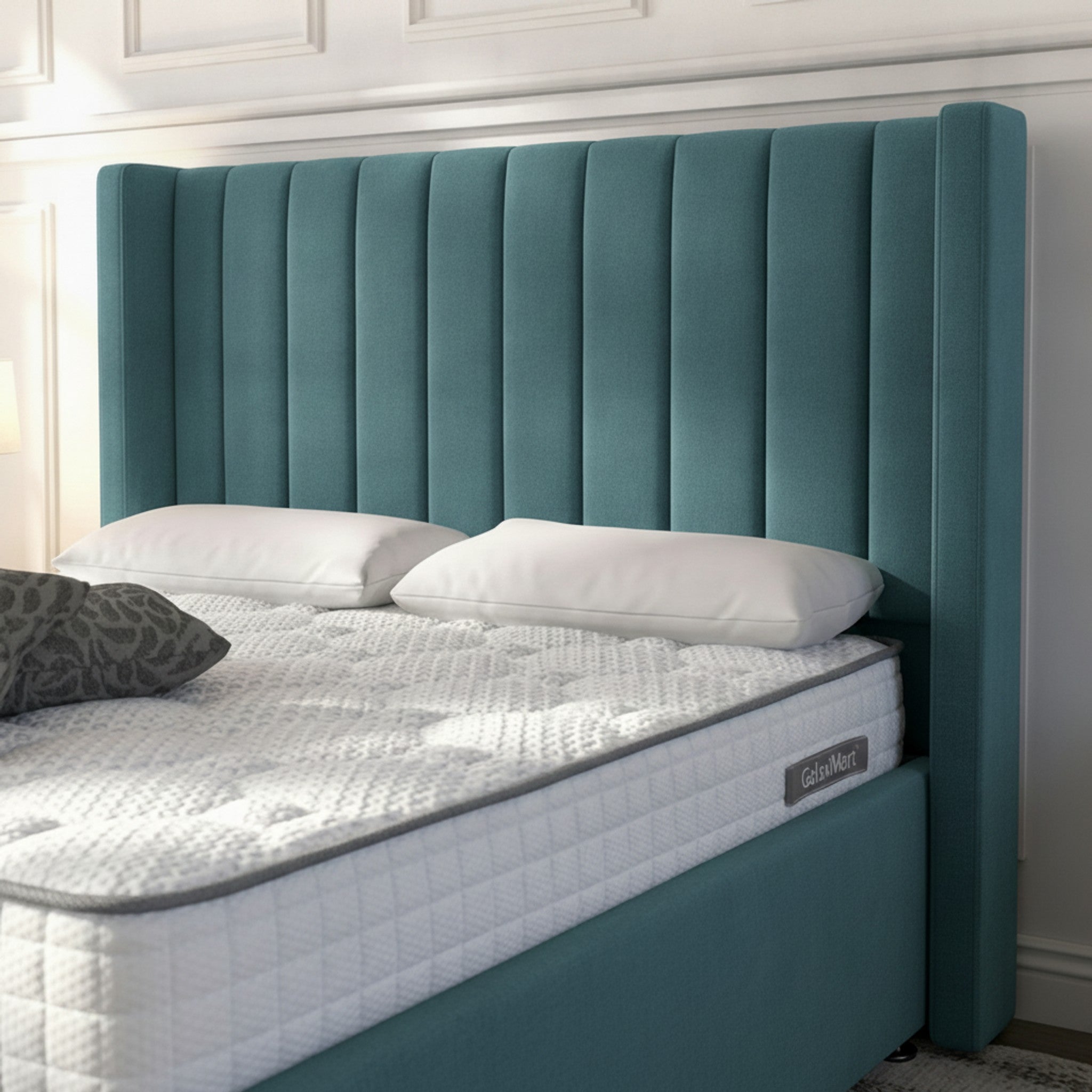Carlton New Teal Ottoman Bed - Gas-Lift Storage