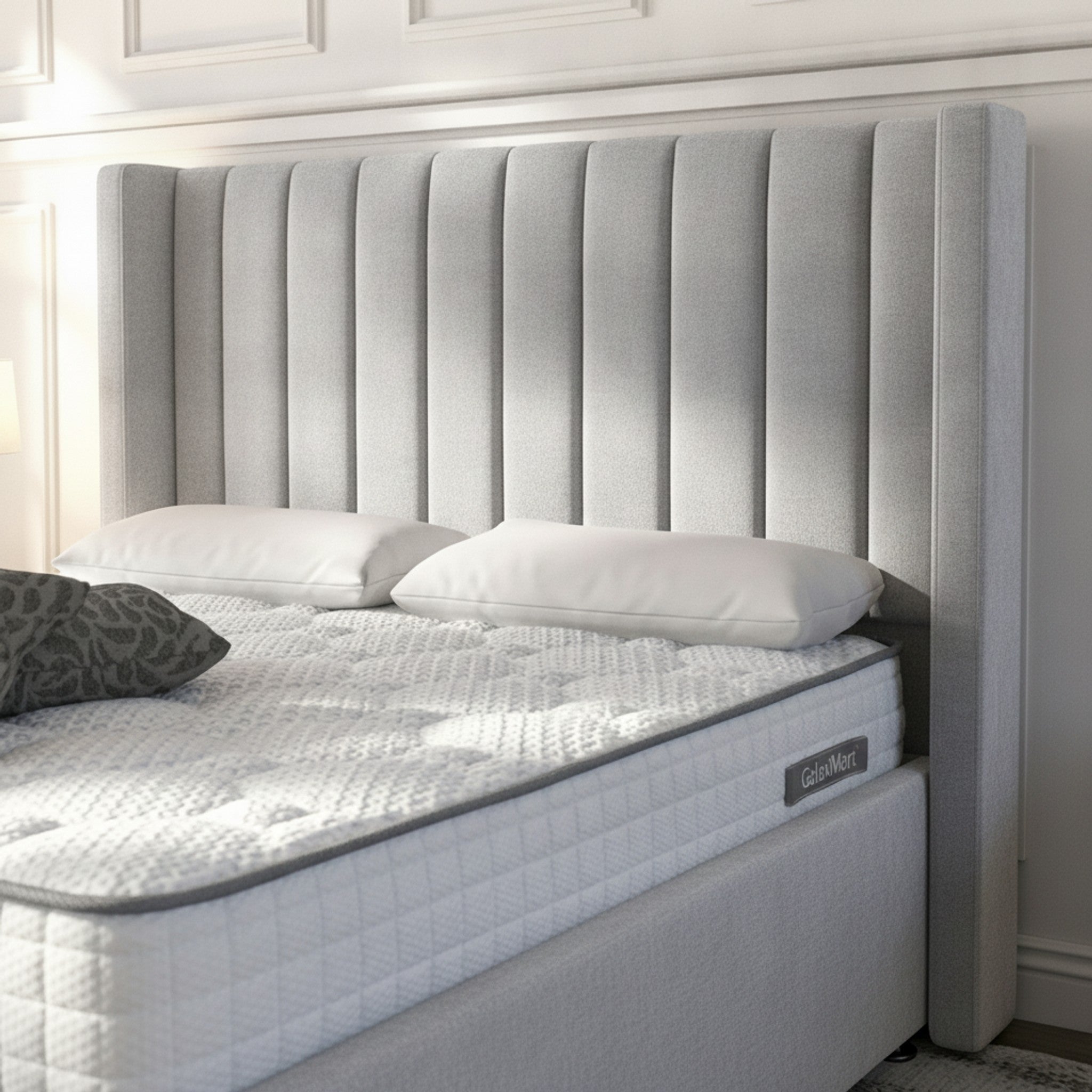 Carlton Silver Ottoman Bed with Gas-Lift Storage