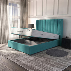 Carlton Turquoise Ottoman Bed with Gas-Lift Storage