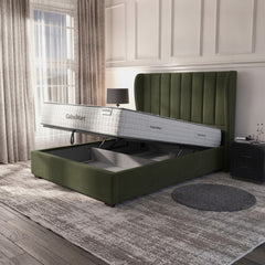 Carlton Olive Ottoman Bed with Gas-Lift Storage