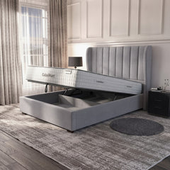 Carlton Silver Ottoman Bed with Gas-Lift Storage