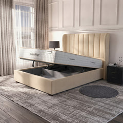 Cream Carlton Ottoman Bed with Gas-Lift Storage