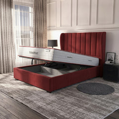 Carlton Red Ottoman Bed with Gas-Lift Storage