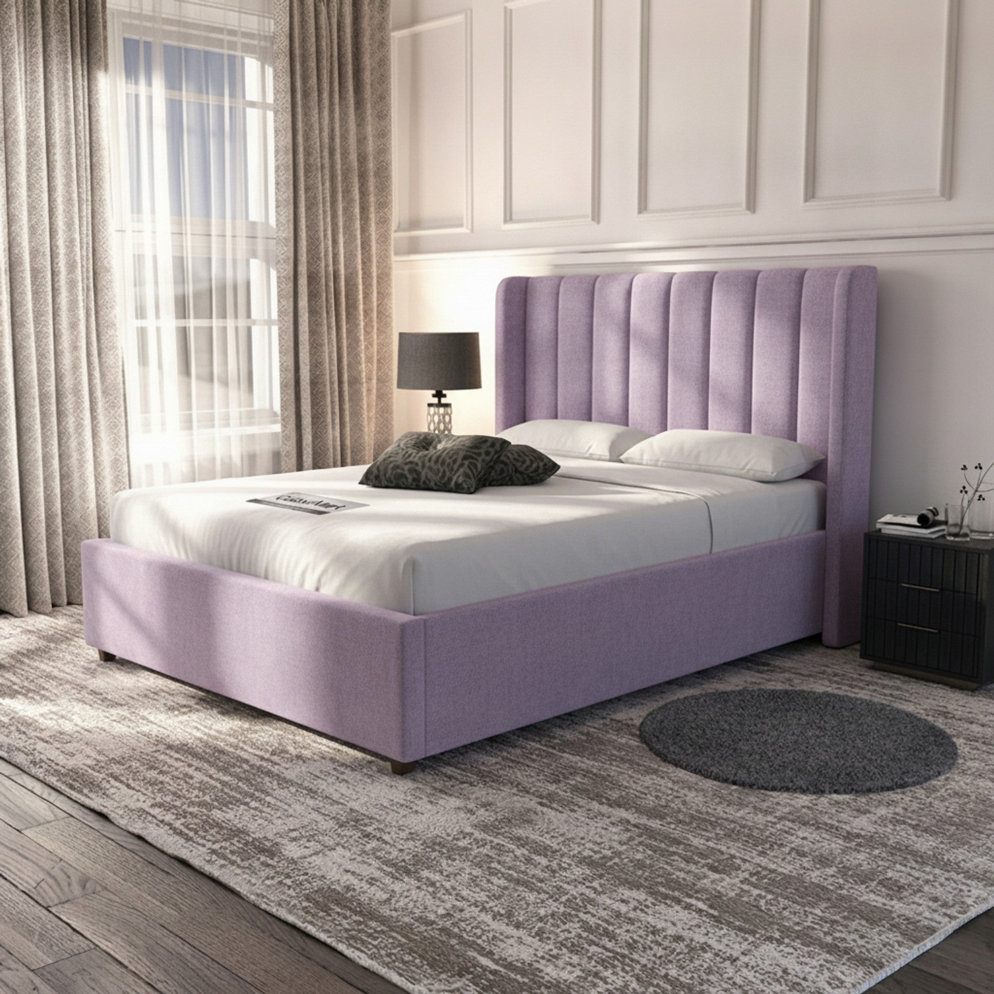 Carlton Ottoman Bed - Lilac Velvet with Gas-Lift Storage