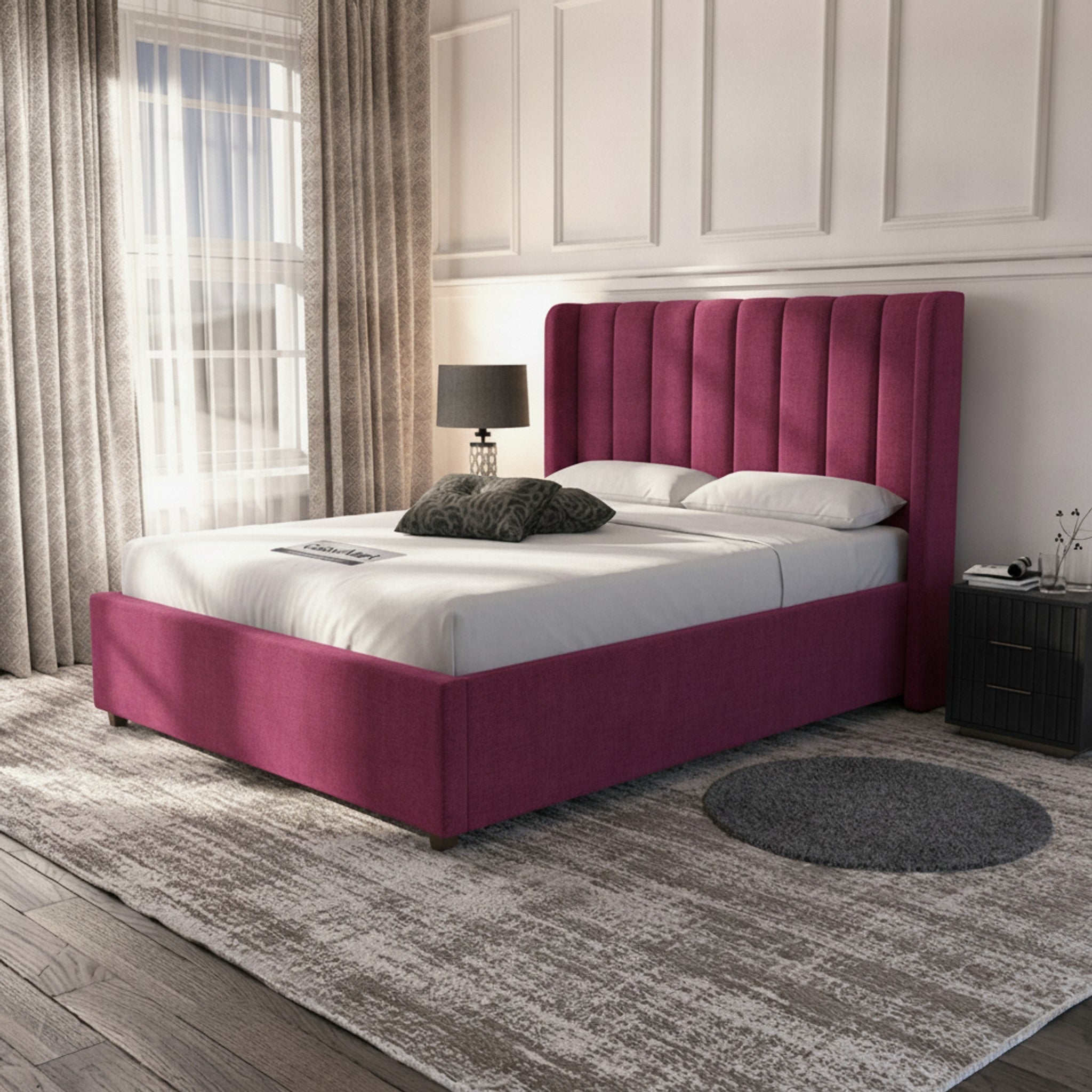 Cerise Carlton Ottoman Bed | Gas-Lift Storage