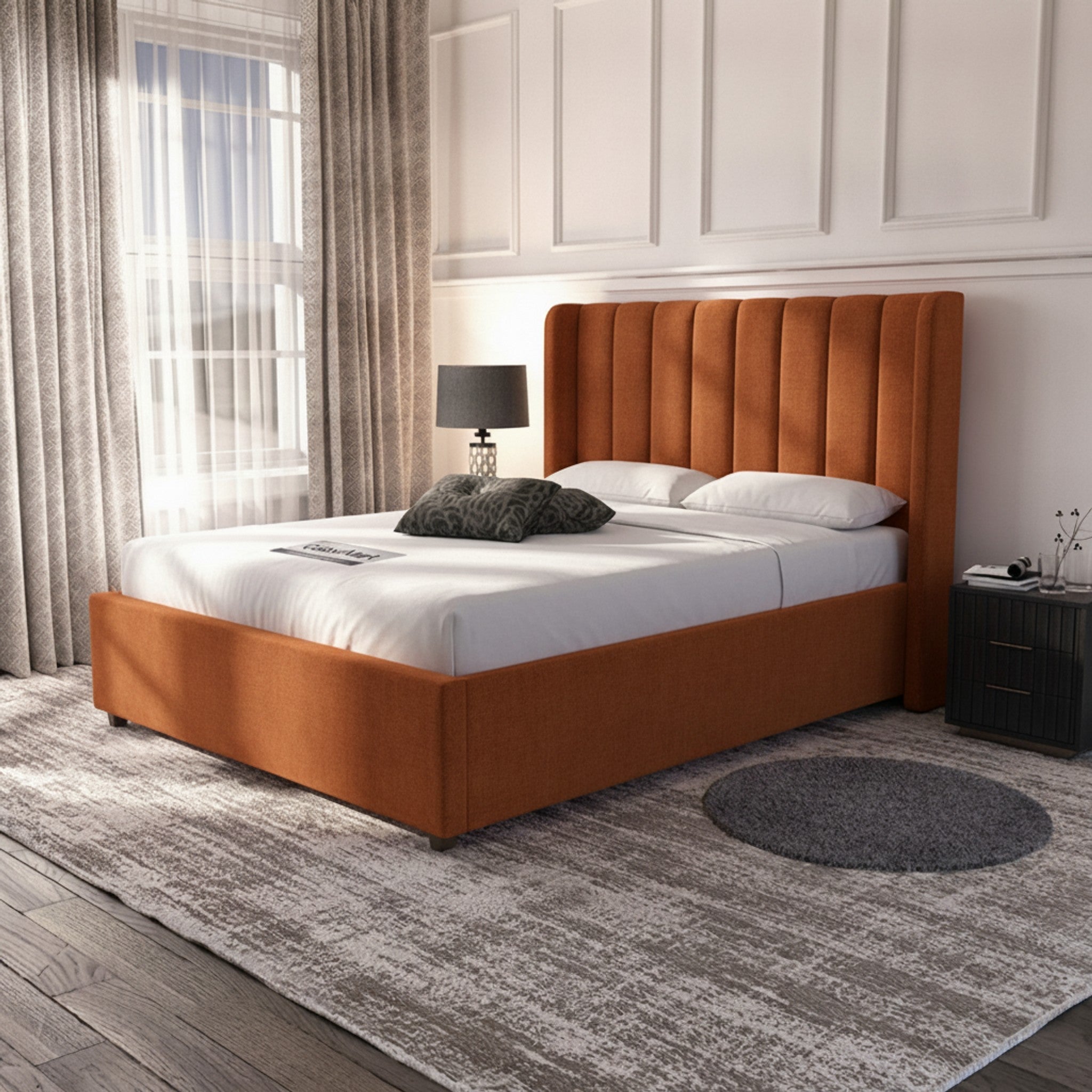 Burnt Orange Carlton Ottoman Bed | Premium UK Storage Bed