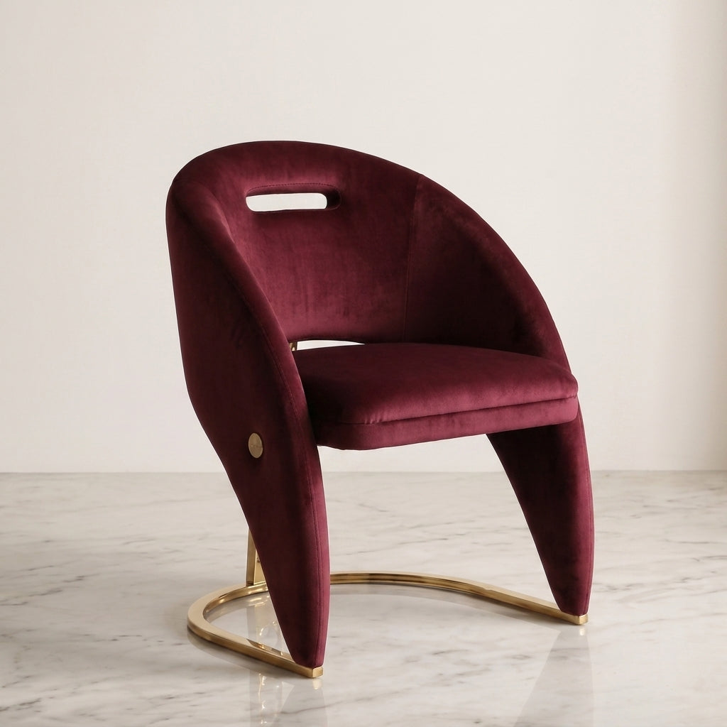 Arianna Cream Gold 150cm Marble Dining Set — Carpi Maroon Velvet Chairs