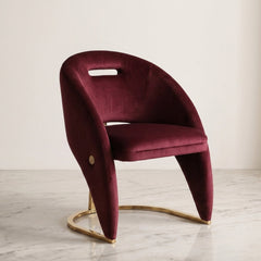 Ariana Kata Gold 150cm Marble Dining Set — Carpi Maroon Velvet Chairs