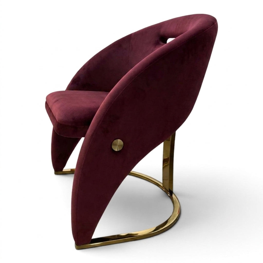 Ariana Kata Gold 150cm Marble Dining Set — Carpi Maroon Velvet Chairs