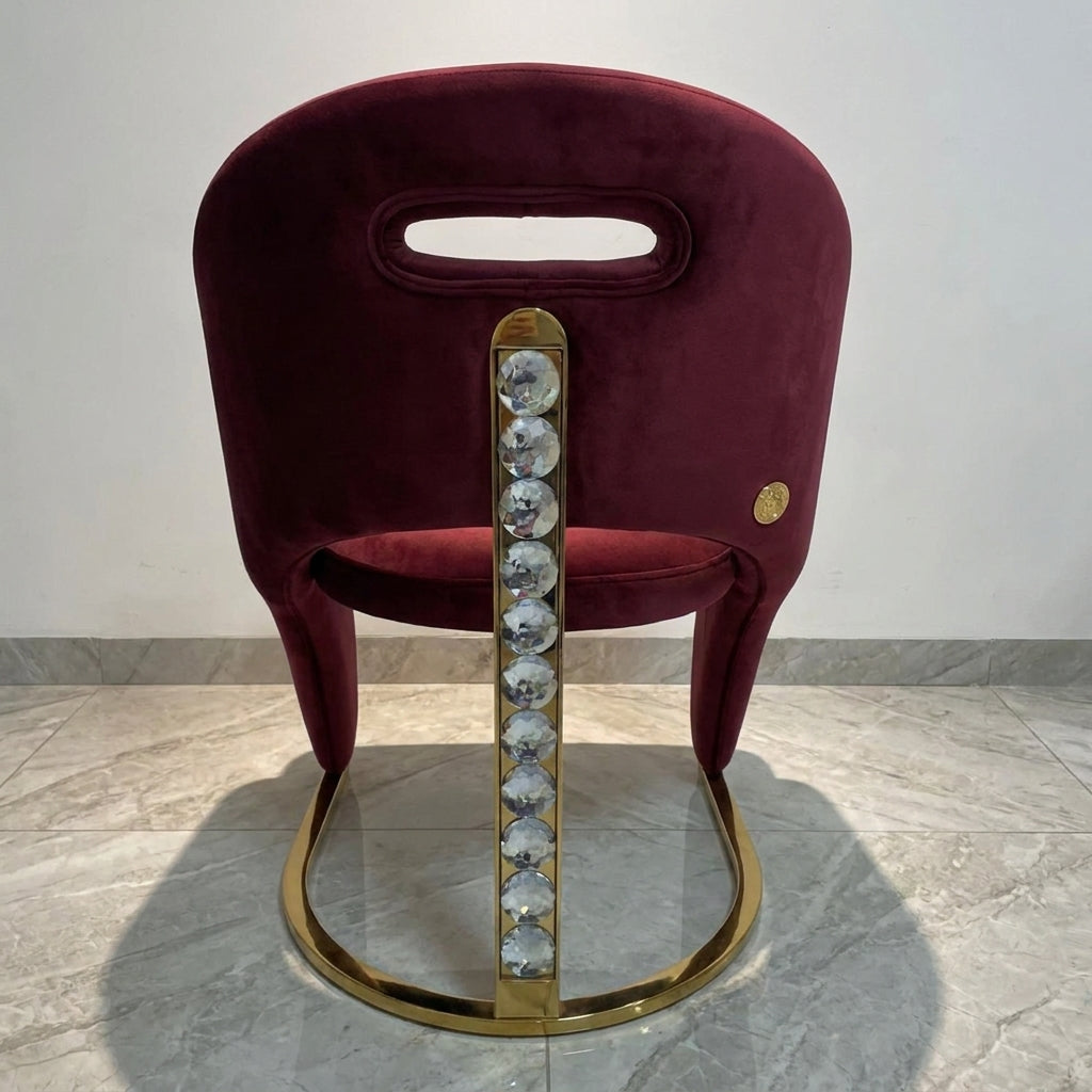Ariana Kata Gold 150cm Marble Dining Set — Carpi Maroon Velvet Chairs