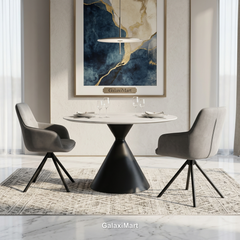 Casa 120cm Black & White Round Dining Table with Amalfi Dining Chairs