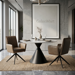 Casa 120cm Black & White Round Dining Table with Eclat Swivel Dining Chairs