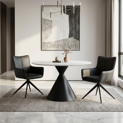 Casa 120cm Black & White Round Dining Table with Franca Swivel Chairs