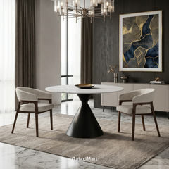 Casa 120cm Black & White Round Dining Table with Zara Chairs