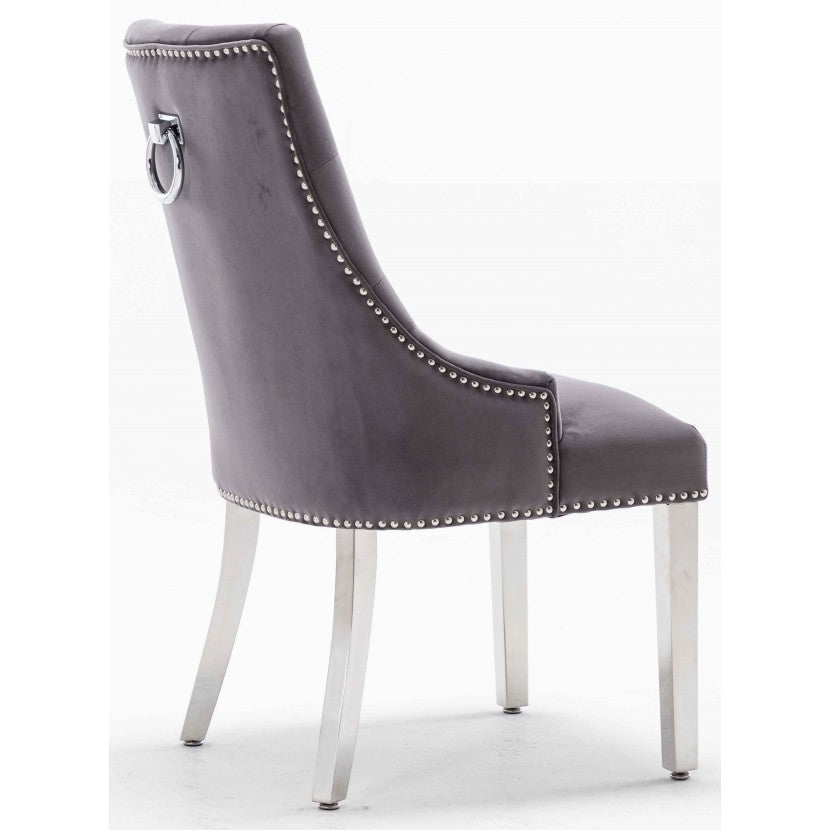 Arianna 150cm Grey Marble Dining Table with Plush Velvet Dining Chairs