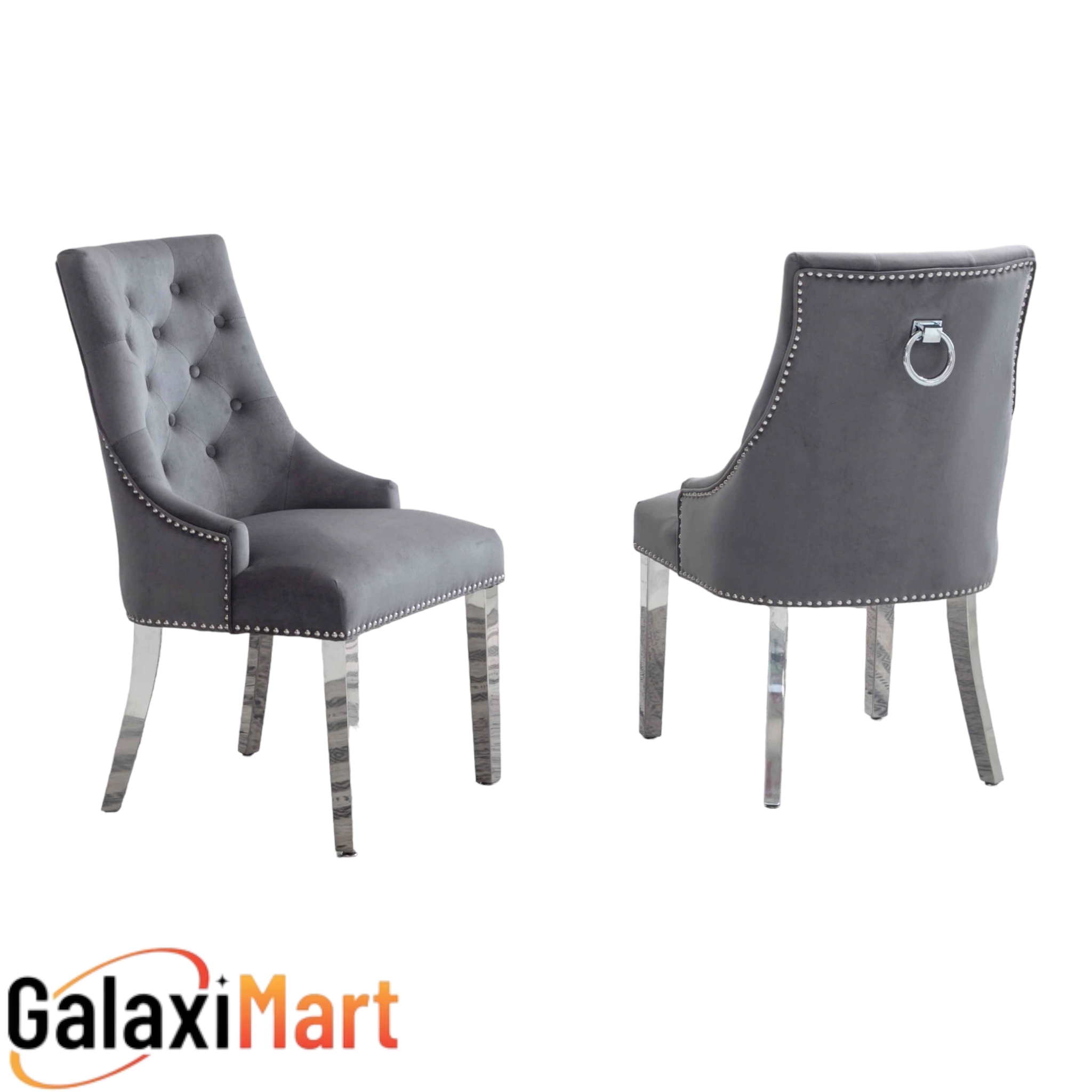 Arianna 150/180/200cm Grey Marble Dining Table with Darcy Ring Knocker Velvet Dining Chairs